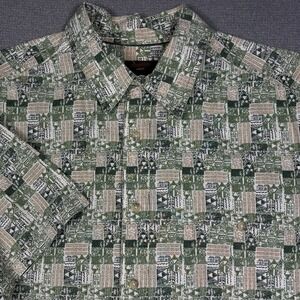 St. Johns Bay Short Sleeve Geometric Abstract Print Button Shirt Mens 2XLT Multi